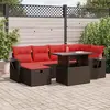 Image de vidaXL Salon de jardin avec coussins 7 pcs marron résine tressée acacia