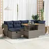 Image de vidaXL Salon de jardin avec coussins 7 pcs noir résine tressée acacia