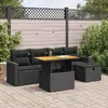 Image de vidaXL Salon de jardin 6 pcs - Noir résine tressée acacia
