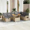 Image de vidaXL Salon de jardin avec coussins 9 pcs beige