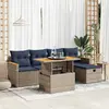 Image de vidaXL Salon de jardin avec coussins 6 pcs gris résine tressée acacia