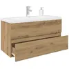 Image de vidaXL Meuble lavabo Chêne artisanal avec bassin et robinet
