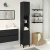 Image de vidaXL Cabinet de salle de bain avec porte Chêne noir 30 x 30 x 190 cm