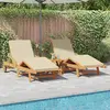 Image de vidaXL Transat 2 pcs Beige 200 x 67 x 84 cm Bois d'Acacia Massif