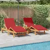 Image de vidaXL Transat 2 pcs Rouge 200 x 67 x 84 cm Bois d'Acacia Massif