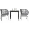 Image de vidaXL Ensemble à manger jardin coussins 3 pcs gris poly rotin verre