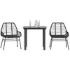 Image de vidaXL Ensemble à manger de jardin 3 pcs noir résine tressée verre