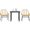 Image de vidaXL Ensemble à manger de jardin 3pcs marron résine tressée verre