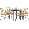 Image de vidaXL Ensemble à manger jardin 5pcs marron poly rotin verre