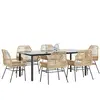 Image de vidaXL Ensemble à manger jardin coussins 7pcs marron poly rotin verre
