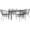 Image de vidaXL Ensemble à manger de jardin 5 pcs noir résine tressée verre