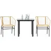 Image de vidaXL Ensemble à manger de jardin 3pcs marron résine tressée verre