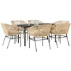 Image de vidaXL Ensemble à manger jardin 7 pcs - Marron/Poly rotin