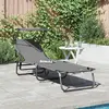 Image de vidaXL Chaise longue pliante Gris 190 x 57 x 81 cm oxford