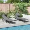 Image de vidaXL Chaise longue pliante 2 pcs Gris 190 x 57 x 81 cm oxford