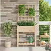 Image de vidaXL Jardinière avec treillis et étagère en bois