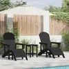 Image de vidaXL Chaise de jardin 3 pcs Noir Polyéthylène