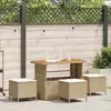 Image de vidaXL Ensemble de salle à manger pour jardin Beige polyrotin