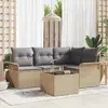 Image de vidaXL Ensemble de canapé de jardin avec coussin 5 pcs Beige polyrotin
