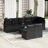Image de vidaXL Ensemble de canapé de jardin avec coussin 9 pcs Noir Poly rotin