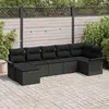 Image de vidaXL Ensemble de canapé de jardin avec coussin 7 pcs Noir Poly rotin