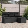 Image de vidaXL Ensemble de canapé de jardin avec coussin 4 pcs Noir polyrotin