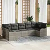 Image de vidaXL Ensemble de canapé de jardin 7 pcs Gris clair Poly rotin