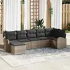 Image de vidaXL Ensemble de canapé de jardin avec coussin 7 pcs Gris Poly rotin