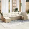 Image de vidaXL Ensemble de canapé de jardin 7 pcs Beige Poly rotin