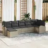 Image de vidaXL Ensemble de canapé de jardin 7 pcs Gris clair Poly Rattan