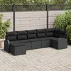 Image de vidaXL Ensemble de canapé de jardin avec coussin 7 pcs Noir Poly rotin