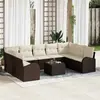 Image de vidaXL Ensemble de Canapés avec coussin 10 pcs Marron Poly Rattan