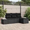 Image de vidaXL Ensemble de canapé de jardin avec coussin 4 pcs Noir polyrotin
