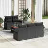 Image de vidaXL Ensemble de canapé de jardin avec coussin 6 pcs Noir polyrotin