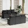 Image de vidaXL Ensemble de canapé de jardin avec coussin 7 pcs Noir polyrotin