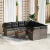 Image de vidaXL Ensemble de canapé de jardin avec coussin 9 pcs Gris polyrotin