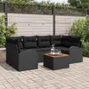 Image de vidaXL Ensemble de canapé de jardin avec coussin 7 pcs Noir polyrotin