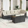 Image de vidaXL Ensemble de canapé de jardin avec coussin 9 pcs Noir polyrotin