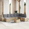 Image de vidaXL Ensemble de canapé de jardin avec coussin 9 pcs Beige polyrotin