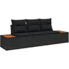 Image de vidaXL Ensemble de canapé de jardin avec coussin 3 pcs Noir polyrotin