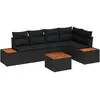 Image de vidaXL Ensemble de canapé de jardin avec coussin 6 pcs Noir Poly rotin