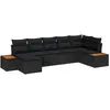 Image de vidaXL Ensemble de canapé de jardin avec coussin 7 pcs Noir Poly rotin