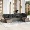 Image de vidaXL Ensemble de canapé de jardin avec coussin 7 pcs Gris polyrotin