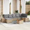 Image de vidaXL Ensemble de canapé de jardin 8 pcs Beige Poly rotin