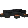 Image de vidaXL Ensemble de canapé de jardin avec coussin 9 pcs Noir Poly rotin