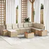 Image de vidaXL Ensemble de canapé de jardin 9 pcs Beige Poly rotin