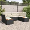 Image de vidaXL Ensemble de canapé de jardin avec coussin 6 pcs Noir polyrotin