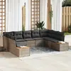 Image de vidaXL Ensemble de canapé de jardin avec coussin 9 pcs Gris Poly rotin