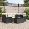 Image de vidaXL Ensemble de canapé de jardin avec coussin 7 pcs Noir Poly rotin