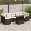 Image de vidaXL Ensemble de canapé de jardin 8 pcs Marron et Crème polyrotin